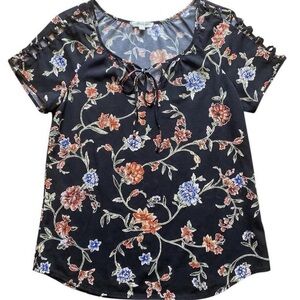 PerSeption Concept Navy Floral Blouse